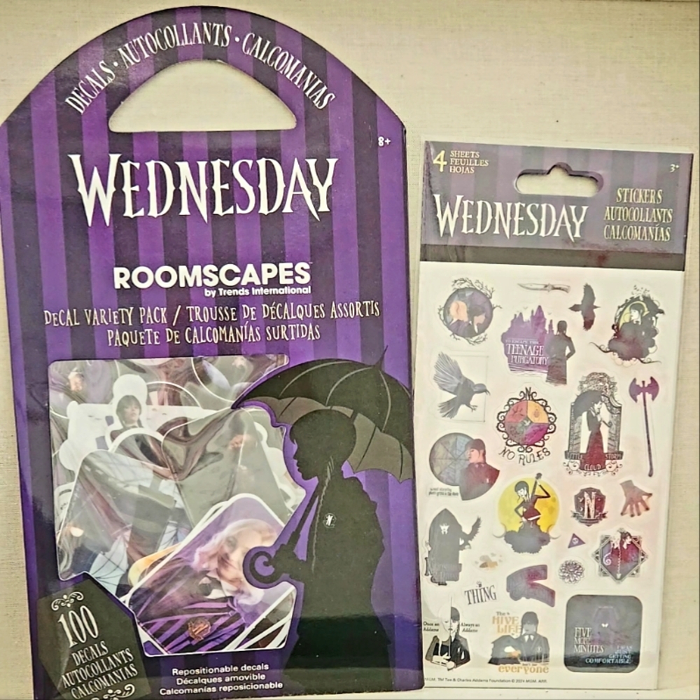 Wednesday Roomscapes 100 Sticker Variety Pack & 4 Sheet Sticker Pack NEW!